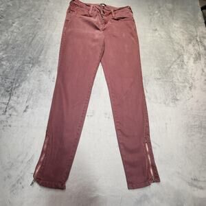 Just Black Pants Womens 27 Burgundy Skinny Ankle Zip Made USA Stretch Jegging